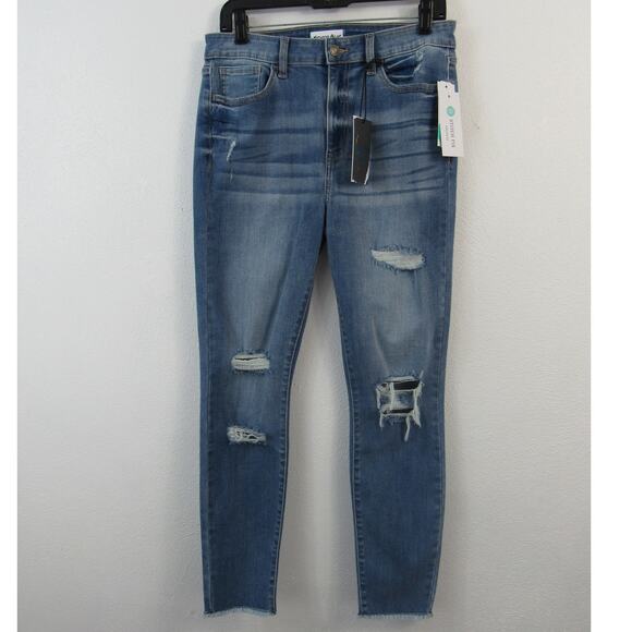 NWT Studio Blue Size 30 Bella Super High Rise Skinny Ankle Blue Distressed Jeans - Picture 1 of 7